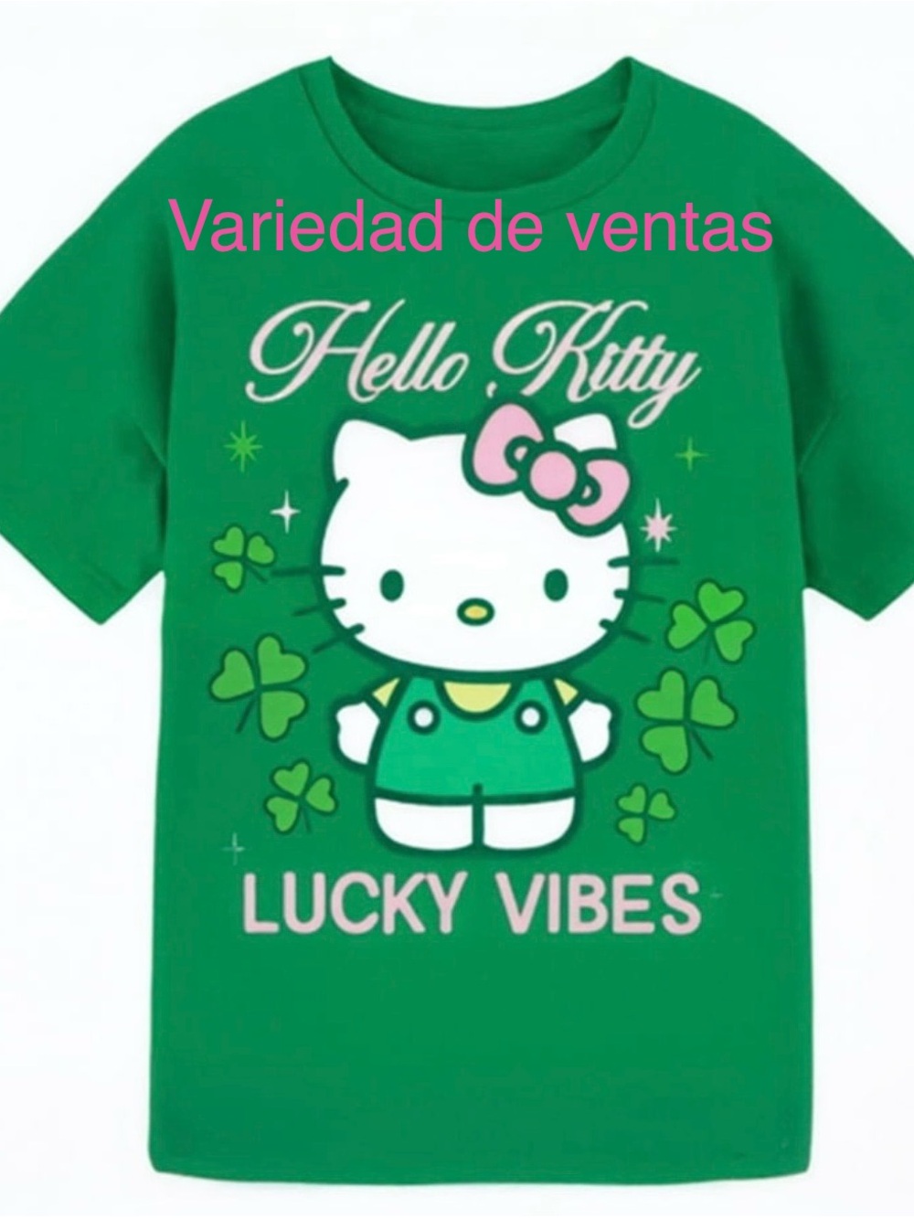 Hello Kitty Green Graphic Tee with Pink Bow